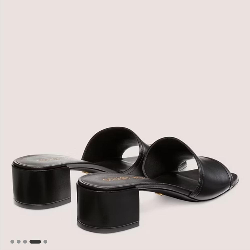 Stuart Weitzman Cayman 35 Block Slide Black Nappa Leather Size 7 NWT - Picture 13 of 14